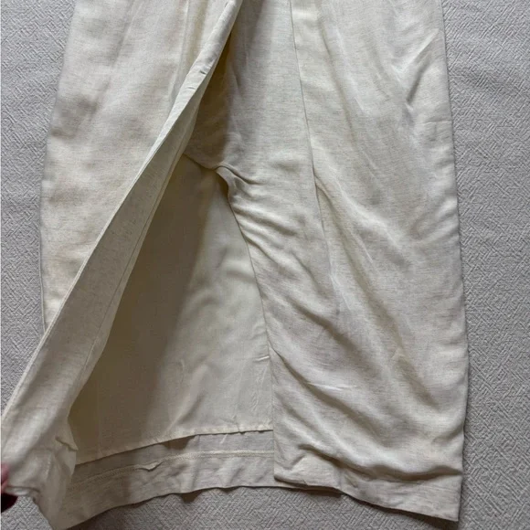 NEW Anthropologie Twist Knot Front Vneck Linen Midi Dress 6 Neutral Minimalist - Picture 4 of 9